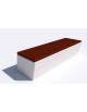 Panchina inclinata in cemento calcestruzzo colore Bianco sabbiato - seduta rivestita in legno - cm 200x60x45h - Conforme ai CAM