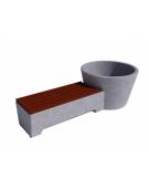Panchina con fioriera tonda in graniglia marmo levigato e antidegrado vari colori - seduta rivestita legno - cm 230x120x75h CAM