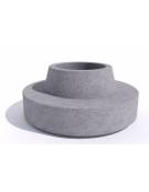 Panchina tonda con fioriera centrale e schienale liscio o bombato - in cemento colore Bianco travertino - cm Ø 200x85h - CAM