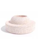 Panchina tonda con fioriera centrale e schienale liscio o bombato - in graniglia marmo levigato antidegrado - cm Ø 200x85h CAM