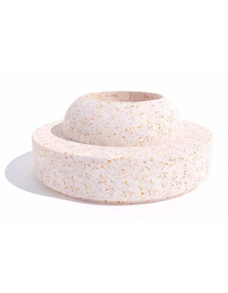 Panchina tonda con fioriera centrale e schienale liscio o bombato - in graniglia marmo levigato antidegrado - cm Ø 200x85h CAM