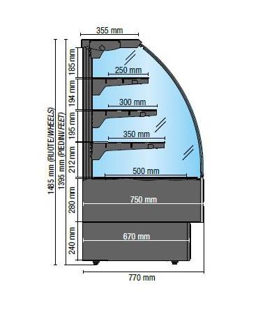 Vetrina pasticceria ventilata da cm. 150