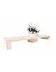 Panchina composta da 2 sedute e 1 fioriera tonda, in cemento colore Bianco pietra - cm 400x100x80h - Conforme ai CAM