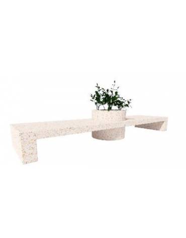 Panchina composta da 2 sedute e 1 fioriera tonda, in cemento colore Grigio travertino - cm 400x100x80h - Conforme ai CAM