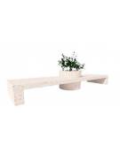 Panchina composta da 2 sedute e 1 fioriera tonda, in cemento colore Bianco travertino - cm 400x100x80h - Conforme ai CAM