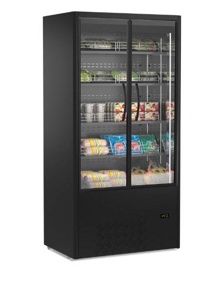 Espositore murale refrigerato in acciaio verniciato e vetro - 4 ripiani  - refrigerazione ventilata - MM 1000X660X2000H