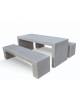 Set pic nic in cemento colore Grigio travertino trattamento IDROREPELLENTE - 1 tavolo cm 200x80x80h e 2 panche cm 200x50x50h-CAM