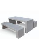 Set pic nic in cemento colore Bianco travertino trattamento IDROREPELLENTE - 1 tavolo cm 200x80x80h e 2 panche cm 200x50x50h