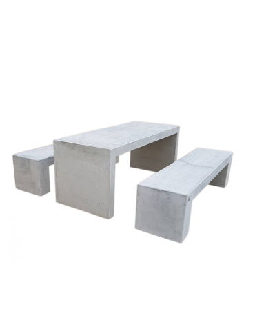 Set pic nic in cemento colore Grigio sabbiato - composto da 1 tavolo cm 200x80x80h e 2 panche cm 200x50x50h - Conforme ai CAM