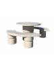 Set pic nic in cemento IDROREPELLENTE colore Grigio travertino - 1 tavolo circolare cm Ø110 e 2 panche curve cm Ø180 - CAM
