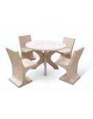 Set pic nic in cemento colore Bianco travertino - 1 tavolo circolare cm Ø110x75h e 4 sedute con schienale  - Conforme ai CAM