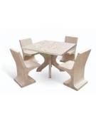 Set picnic in cemento IDROREPELLENTE colore Grigio travertino - 1 tavolo quadrato cm 110x110x75h e 4 sedute con schienale  - CAM