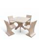 Set picnic in cemento IDROREPELLENTE colore Bianco travertino - 1 tavolo quadrato cm 110x110x75h e 4 sedute con schienale  - CAM