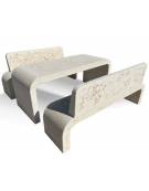 Set pic nic in cemento colore Grigio sabbiato - 1 tavolo e 2 panchine con fianchi curvi - Lunghezza cm 200 - Conforme ai CAM
