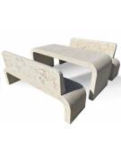 Set pic nic in cemento IDROREPELLENTE colore Grigio pietra - 1 tavolo e 2 panchine con fianchi curvi - Lunghezza cm 200 - CAM