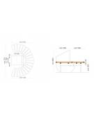 Panchina con seduta curva in legno e acciaio - fioriera centrale in cemento colore Grigio pietra - cm 170x115x90h - CAM