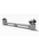 Panchina doppia di design in calcestruzzo con 2 fioriere laterali - colore Bianco sabbiato - cm 455x50x90h - Conforme ai CAM