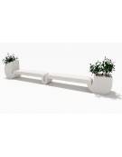 Panchina doppia di design in calcestruzzo con 2 fioriere laterali - colore Bianco sabbiato - cm 455x50x90h - Conforme ai CAM