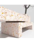 Panchina componibile di design con fioriera in calcestruzzo, colore Bianco pietra - cm 360x79x60h - Conforme ai CAM