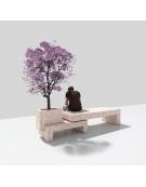 Panchina componibile di design con fioriera in calcestruzzo, colore Grigio travertino - cm 360x79x60h - Conforme ai CAM