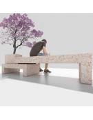 Panchina componibile di design con fioriera in calcestruzzo, colore Grigio travertino - cm 360x79x60h - Conforme ai CAM