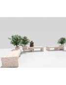 Panchina componibile di design con fioriera in calcestruzzo, colore Grigio travertino - cm 360x79x60h - Conforme ai CAM