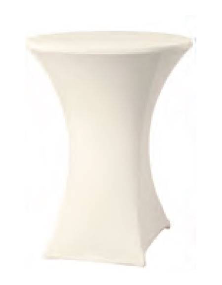 Copritavola da bar elasticizzato per tavolo alto da ø80 a ø85 cm - Colore tessuto Bianco- Dimensioni mm ⌀ 850x1150h