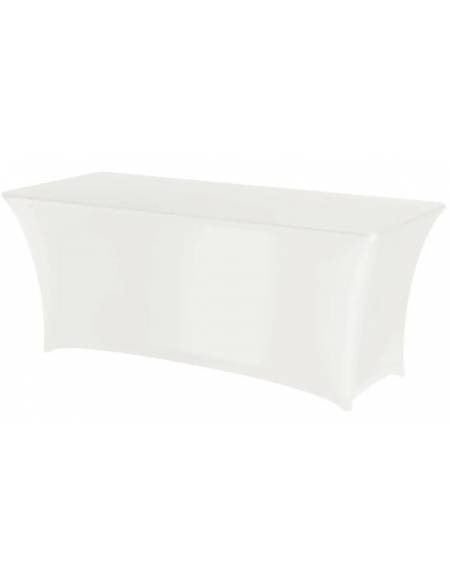 Copritavola da bar elasticizzato per tavolo alto da ø80 a ø85 cm - Colore tessuto Bianco- Dimensioni mm ⌀ 850x1150h