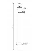 Dissuasore amovibile con anelli in tubolare di acciaio zincato e verniciato con boccola per chiave universale-cm Ø8x131,7h