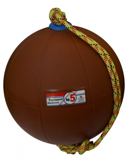Palla medica attrezzata di gomma con valvola rigonfiabile, colorata, attrezzata con maniglia. Peso kg 5.