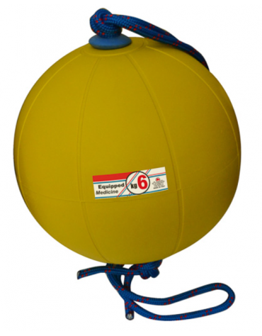 Palla medica attrezzata di gomma con valvola rigonfiabile, colorata, attrezzata con maniglia. Peso kg 6