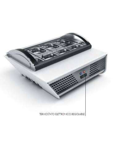 Espositore refrigerato STATICO da appoggio o da incasso - 8 contenitori GN/1X6 mm 785x675x300/525h