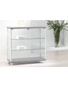 Banco vetrina con montanti in alluminio  N° 2 Ante in cristallo con serratura - cm 93 x 39 x 92h