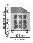 Tavolo Refrigerato Pizza GN 1/1 con 3 porte, gruppo motore a sinistra, 3 cassetti neutri e piano in granito CM 204x75x103H