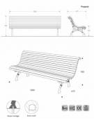 Panchina Zurigo doghe iroko cm50x170x86h