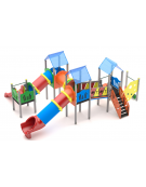 Maxi Villaggio attrezzato, 3 torri e 3 scivoli di cui 1 a tunnel - cm 857x668x360h