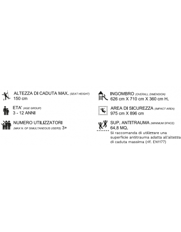 Doppia torre con 2 scivoli in polietilene rotazionale e altalena - cm 626x710x360h