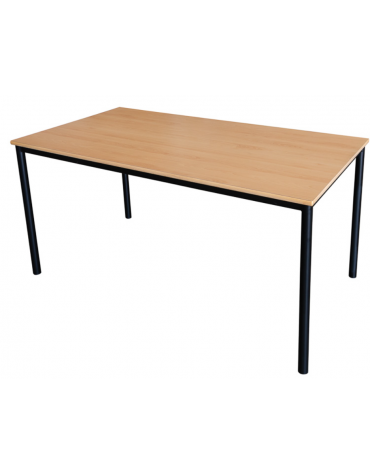 Tavolo per giuria o mensa con struttura in acciaio verniciato e piano di bilaminato noce - cm 160x80x76h
