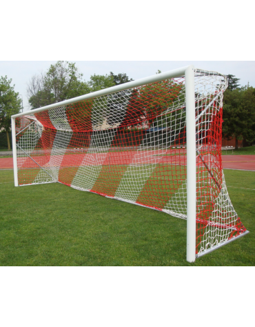 Coppia porte calcio regolamentari in alluminio, dimensioni interne regolamentari cm 732x244., traversa divisa