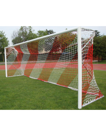 Coppia porte calcio in alluminio, dimensioni interne regolamentari, traversa in un unico elemento