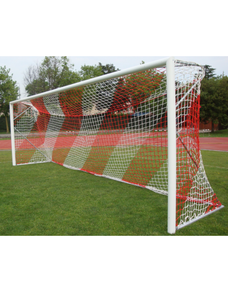 Coppia porte calcio in alluminio, dimensioni interne regolamentari, traversa in un unico elemento