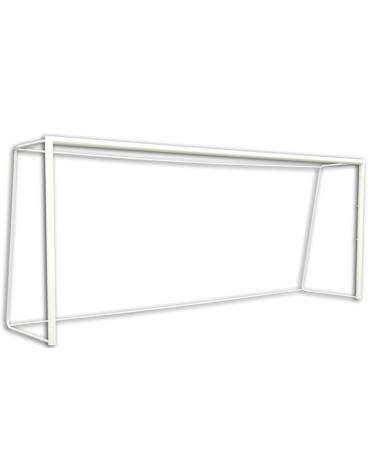 Coppia porte calcio ridotto in acciaio,sezione mm 80, modello mobile con base, dimensioni cm 500x200