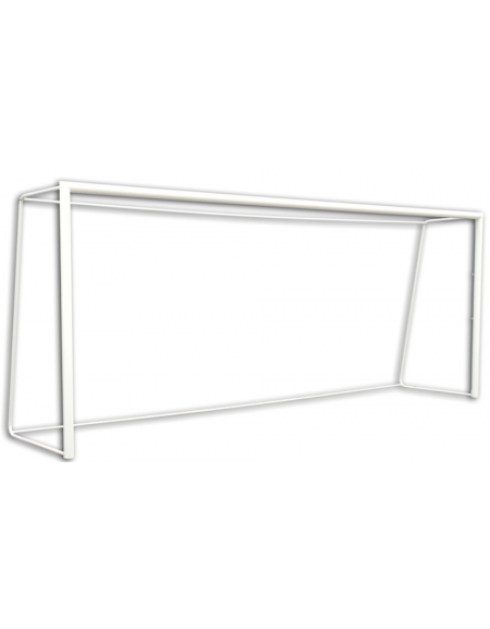 Coppia porte calcio ridotto in acciaio,sezione mm 80, modello mobile con base, dimensioni cm 500x200