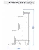 Modulo tribuna mobile pieghevole da 2 mt  - 3 file di seduta con 12 scocche di polipropilene colorato