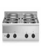 Cucina elettrica da banco - POTENZIATA TRIFASE - 4 piastre tonde da 2 kw - cm 60x60x28h