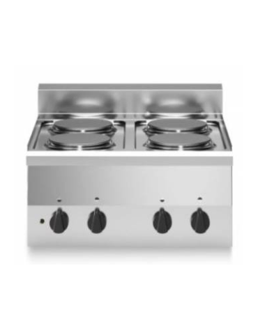 Cucina elettrica da banco - POTENZIATA TRIFASE - 4 piastre tonde da 2 kw - cm 60x60x28h
