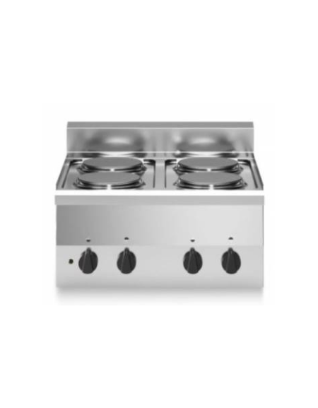 Cucina elettrica da banco - POTENZIATA TRIFASE - 4 piastre tonde da 2 kw - cm 60x60x28h