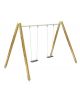 Altalena in legno due posti con 2 seggiolini a tavoletta - cm 376x227x253h