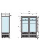 Vetrina verticale DOPPIA a camera unica, adatta per gelateria. Refrigerazione VENTILATA mm 1145x658x1810h