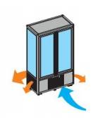 Vetrina verticale DOPPIA a camera unica, adatta per gelateria. Refrigerazione VENTILATA mm 1145x658x1810h